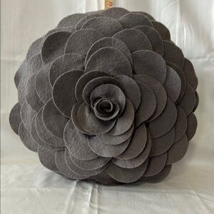 Slate Gray Felt Flower Design Accent Pillow